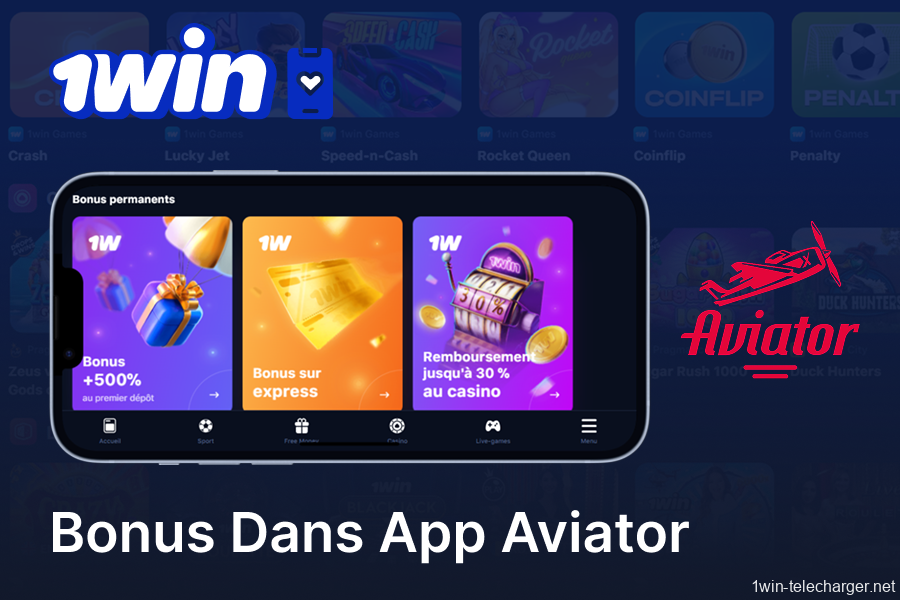 Obtenez un bonus pour Aviator sur l'application 1win
