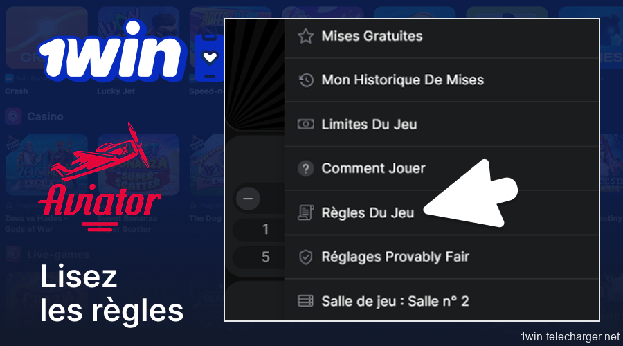 Lisez les règles d'Aviator et définissez toutes les conditions nécessaires dans l'application 1win