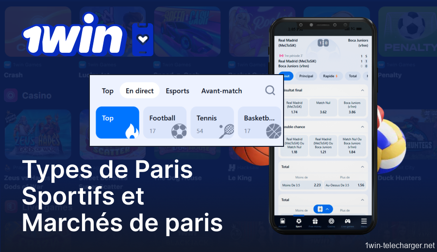 L'application 1win propose une variété d'options et de marchés de paris sportifs