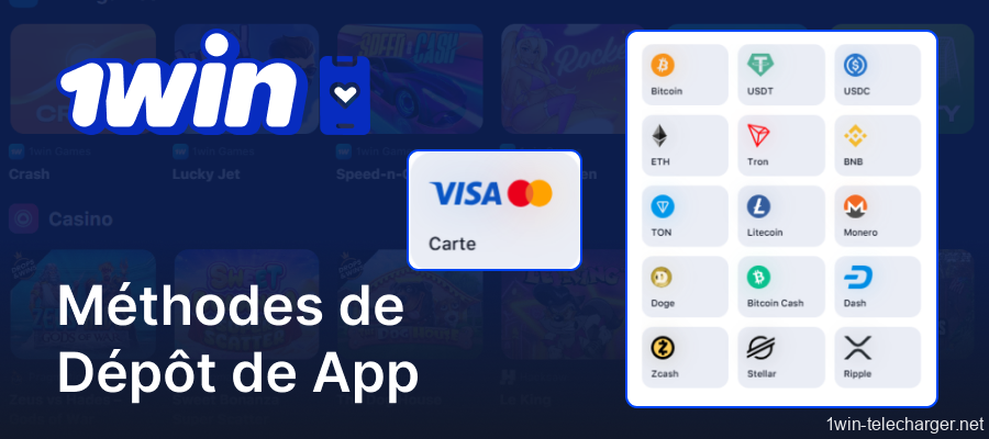 Méthodes de dépôt sur l'application mobile 1win